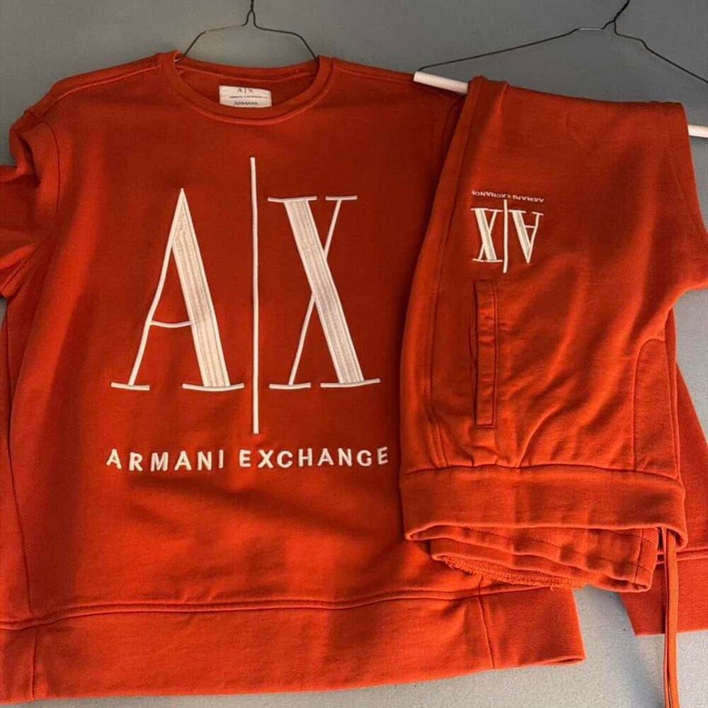 Armani Exchange Men's Burnt Orange Sweatshirt & Joggers with White A|X Logo